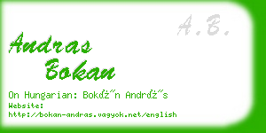 andras bokan business card